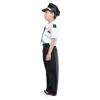 Costume de Pilote Unisexe pour Enfants, 4 Pièces, Chemise à Manches Courtes, Pantalon, Uniforme de Capitaine de Compagnie Aérienne, avec Chapeau, Cravate, Costumes de Carrière