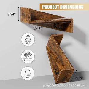 Wooden <b>Wall</b> Mounted Floating Shelf Single Layer Rectangle Multipurpose <b>Storage</b> Organizer For Kitchen Bathroom <b>Hanging</b> Rack - Product Image 5