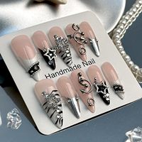 Ongles à presser en acrylique de qualité commerciale haut de gamme, style français, couvrance totale, pour salon, pré-conçus, avec colle, formes amande et carrée