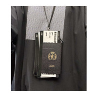 Porte-téléphone et passeport en cuir de veau semi-mat noir texturé, accessoires pour billets, porte-téléphone et passeport imprimé pour homme