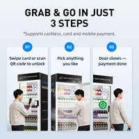 Distributeur automatique LERKE à double fonction avec écran tactile pour articles de vente au détail et cosmétiques, équipé d'un lecteur de carte PAX