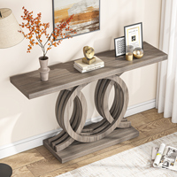 Mobilier d'entrée moderne design antique vintage Table console en bois base géométrique