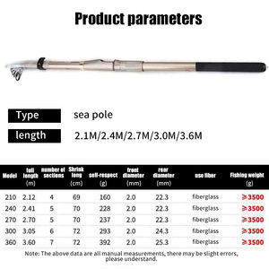 <span class=keywords><strong>Canne</strong></span> à pêche de surfcasting courte 2,1m-3,6m pour la pêche en eau douce (lac, ruisseau) avec poignée en EVA – Spécies cibles : bar, carpe - Product Image 2
