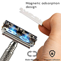 Rasoir de sécurité Shavcooo GP700 tout en acier inoxydable, double lame, pour peaux sensibles, écologique, doux, confortable, rasoir de voyage 10