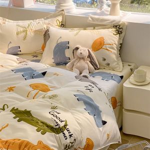 4pcs dễ thương in mềm chải rửa bông bedsheet Duvet cover <span class=keywords><strong>bedding</strong></span> <span class=keywords><strong>Set</strong></span> - Product Image 3