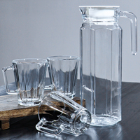Pichet en verre transparent de grande capacité 1100 ml, design nordique simple, pour la salle à manger, avec ensemble de tasses