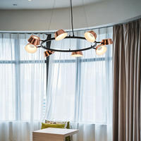 Suspension design en forme d'anneau pour salon, luminaire moderne et minimaliste en fer LED or rose pour salle à manger et chambre, suspension de plafond de taille moyenne