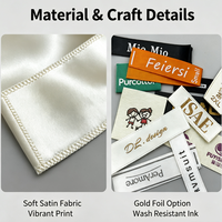 Étiquettes tissées en satin colorées avec impression multicolore en feuille d'or pour logo de marque, étiquette de col et étiquette d'entretien