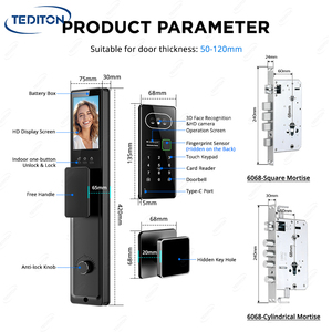 Videoportero Inteligente con Reconocimiento Facial, Cerradura de Puerta de Alta Seguridad Totalmente Automática con Huella Dactilar Electrónica Integrada para Entrada - Product Image 2