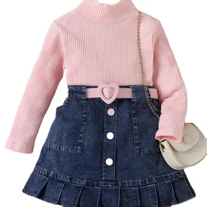 Girls Clothing Sets Autumn Hot Sale Cotton Long Sleeve Pullover Top and Denim Skirt Set Toddler Clothes 3 - 7 Years Kids Wear