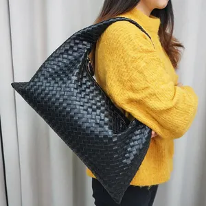 European American Fashion Tote Handbags For Women High-grade Casual Women Woven Bag Zipper Closure Underarm Bag