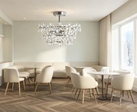 Lustre moderne de luxe SkyCam en cristal, motif floral, avec cadre en fer doré, semi-encastré, pour la décoration intérieure de villas et appartements