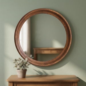 Espejo de Pared Decorativo Hecho a Mano con Marco de Madera Natural, Diseño Moderno y Lujoso, Grabado Personalizado, Ecológico, para Bodas y Sala de Estar - Product Image 1