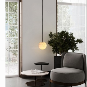 Lampe suspendue LED moderne minimaliste en marbre avec télécommande, CRI 90 élevé, lumière chaude pour chambre à coucher, salle à manger, comptoir de bar et bureau - Product Image 3