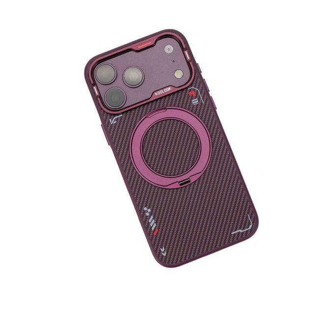 Slim Carbon Fiber Mobile Phone Cases for iphone17 18 Pro Max Invisible Magnetic Ring Rotate Metal Bracket Stand Protective Shell