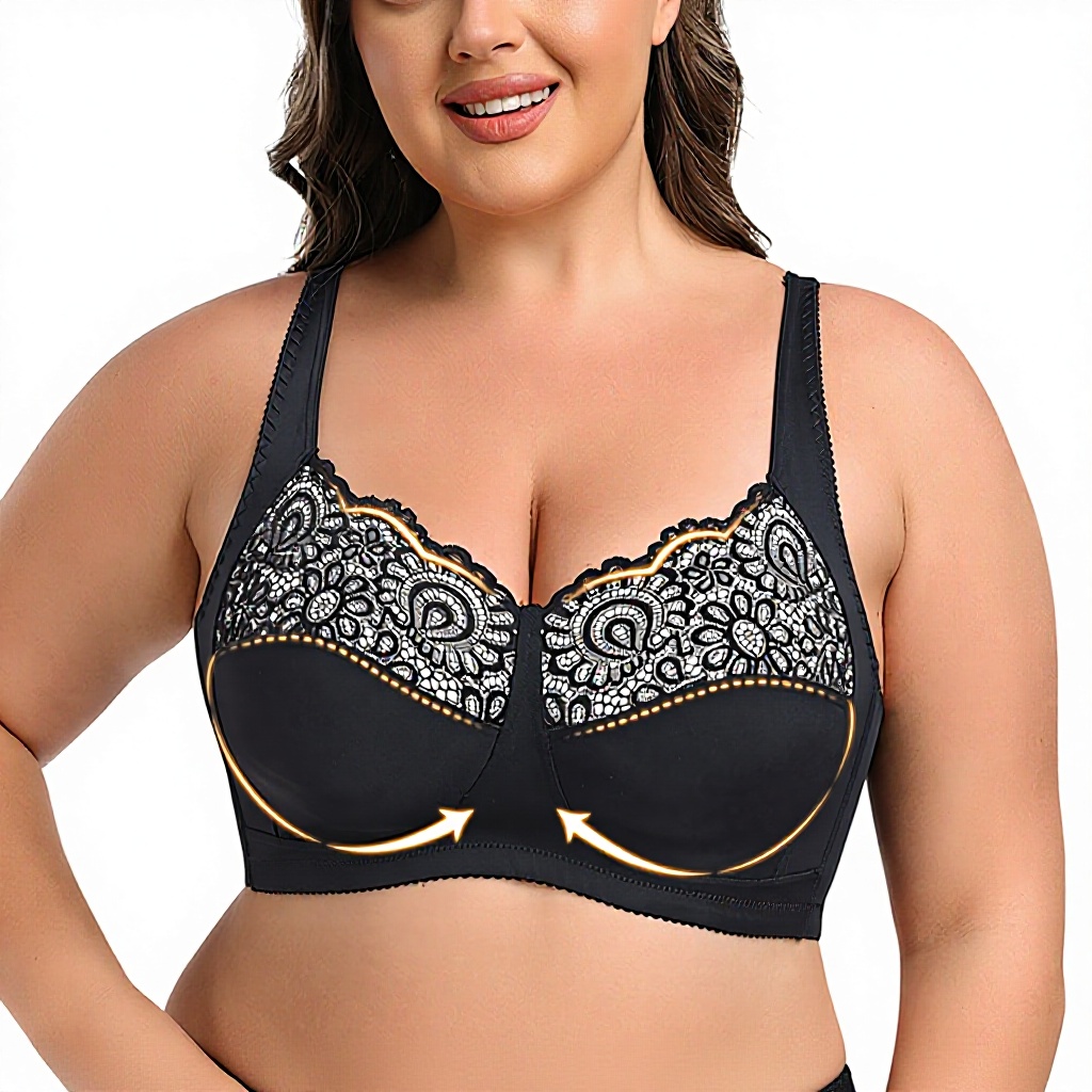 Cross-border Spot Supply Without Steel Ring Oversize Lace Large Cup Large Size Bra Adjustable Straps Polyester Fiber W210822
