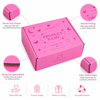 Boîtes d'expédition roses écologiques biodégradables personnalisées avec doublure en éponge, gaufrage, paillettes, matériaux recyclés, carton ondulé