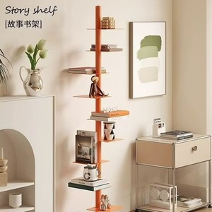Étagère à livres moderne minimaliste en métal, autoportante, rotative, multi-niveaux, pour le salon, étagère de rangement d'angle pour la maison - Product Image 2