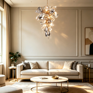 Lustre en verre pour salle à manger, style nordique minimaliste, élégant et distinctif, pour résidence luxueuse avec plafonds hauts, villa. - Product Image 4
