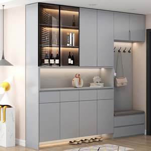 Zapatero de Pared de Almacenamiento Simple y Moderno Nórdico, Armario Portátil de Madera de Gran Capacidad con Puerta Superior, Estilo Nórdico Simple - Product Image 1