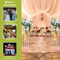 LANJO Centres de table de mariage noirs de luxe de haute qualité, vases en acrylique transparent, supports à fleurs, bougeoirs suspendus en forme de globe pour événements et fêtes