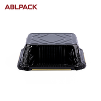 Contenants de boulangerie rectangulaires en aluminium coloré à parois lisses, avec couvercle en PP jetable et recyclable, 700 ml, pour emballage alimentaire à emporter