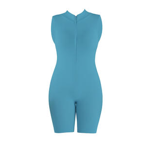 Aoyema Sportswear Combinaison de yoga une pièce sans couture Combinaison courte de sport côtelée à fermeture éclair Combinaison à séchage rapide - Product Image 4