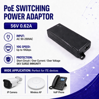 Injecteur PoE Gigabit IEEE802.3af/at/bt 19V 48V 54V 56V 24W 35W 54W 90W pour adaptateur Power Over Ethernet, point d'accès sans fil et téléphone IP