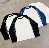 Camiseta de Manga Larga Raglán con Estampado Personalizado, Venta al Por Mayor, OEM, ODM, Marca Privada, Camiseta de Béisbol para Marcas de Ropa Urbana y Revendedores