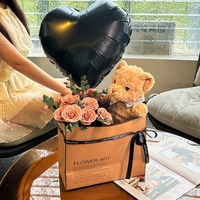 Buket beruang mewah bunga simulasi mawar abadi hadiah Wisuda Hari Valentine untuk anak perempuan tahan lama