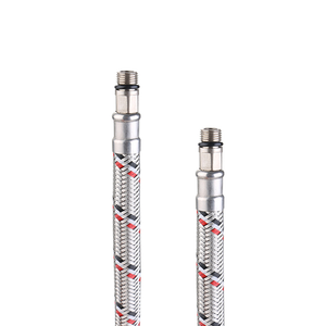 Tubo doccia nero rosso tubo testa singola cucina filo acciaio inossidabile tubo flessibile doccia intrecciato - Product Image 4