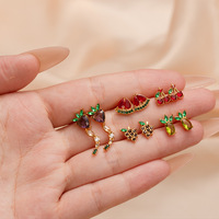 Boucles d'oreilles tendance pour femmes en acier inoxydable plaqué or PVD 18 carats, clous d'oreilles mignons en zircon en forme de fruit pour filles, cadeaux de bijoux