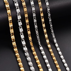 Chaînes à maillons embossés en acier inoxydable style hip-hop, largeur 3/4/5 mm, couleur argent/or, collier pour femmes et hommes, bijoux tendance - Product Image 3