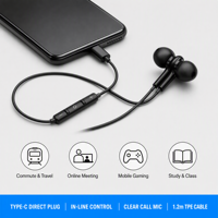 Audífonos Intrauditivos con Cable Tipo C de Alta Resolución, Decodificación Digital, Impedancia de 32 ohmios, Micrófono para Llamadas Nítidas, Cable Antienredos de 1.2 m para Teléfono