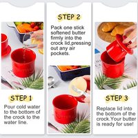 Pot à beurre en céramique avec couteau 4.5oz Gardien blanc avec ligne d'eau Plat à beurre français Conteneur de stockage Camping Chaud Minimaliste