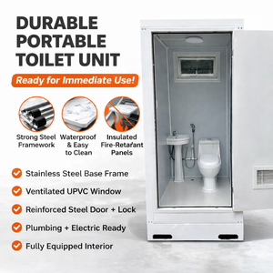 Toilettes portables d'extérieur avec structure en acier galvanisé pour utilisation en parc, toilettes mobiles préfabriquées avec installation facile - Product Image 1