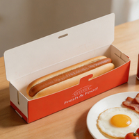 Boîte à hot-dogs pliable avec logo personnalisé imprimé pour les stands de concession, contenants alimentaires jetables robustes, vente en gros, fabrication en usine
