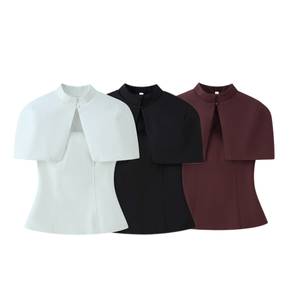 Zevity Completo Due Pezzi da Donna 2026: Blusa Senza Spalline Nera e <span class=keywords><strong>Bianca</strong></span> con Sciarpa, Top Sexy Slim Fit in Vita, Camicie e Top di Marca - Product Image 6
