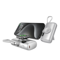 Batterie externe mini capsule pliable avec câble intégré 10000mAh, chargeur portable magnétique pour montre avec affichage numérique et charge sans fil