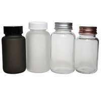 Flacon en verre transparent givré pour pilules, compléments alimentaires, capsules, avec couvercle en aluminium et joint de sécurité, 60 ml, 100 ml, 120 ml, 200 ml