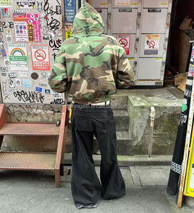 <span class=keywords><strong>Chaqueta</strong></span> con capucha y cremallera <span class=keywords><strong>de</strong></span> camuflaje personalizada para fabricantes, estilo urbano, corta, <span class=keywords><strong>de</strong></span> peso pesado, oversize, transpirable, con estampado <span class=keywords><strong>de</strong></span> camuflaje - Product Image 2