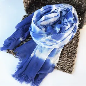 New Modal scarf Tie dyed blue color dye shawls summer travel sunshade sunblock beach towel Scarf