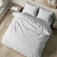 Parure de lit rayée en polyester, housse de couette marron et blanche avec taies d'oreiller, linge de lit doux en microfibre pour la maison, l'hôtel, vente en gros