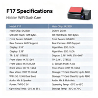 Caméra de tableau de bord 4K à double canal avec vision nocturne, installation facile, caméra mobile CCTV avant et arrière, caméra de tableau de bord double avant et arrière WiFi dissimulée
