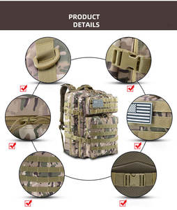 Sac à dos tactique multifonctionnel de grande capacité personnalisé Odm, camouflage, imperméable, sac de survie, sac de chasse, mochila, sac en polyester - Product Image 5