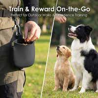 Sac à friandises portable en silicone personnalisé avec logo pour animaux de compagnie, idéal pour les voyages et l'entraînement, souple, pour chats et chiens, avec fermeture automatique