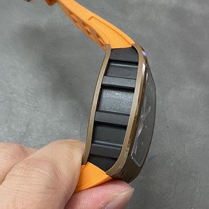 Montre mécanique pour homme Top Rm, forme barillet, bracelet en caoutchouc orange, cadran à thème spatial 3D, boîtier en métal mat, montre de sport de luxe et tendance - Product Image 2