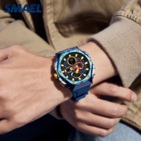 Montre de sport numérique étanche SMAEL 8113, nouveau design, chronographe, alarme, fonctions lumineuses, résistance à l'eau 5 BAR, unisexe