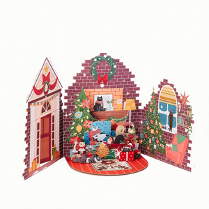 Cartes de vœux de Noël élégantes en papier recyclé découpé au laser, 3D pop-up, pour les fêtes, vente en gros - Product Image 5