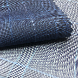 Màu xanh ưa thích kiểm tra nóng bán cho Merino Len Polyester pha trộn vải cho phù hợp với nam giới - Product Image 4